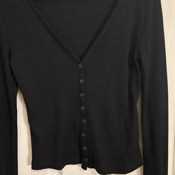 Rag & Bone The Knit Rib Cardigan Black Button Down Long Sleeve SZS Lightweight - Picture 6 of 10